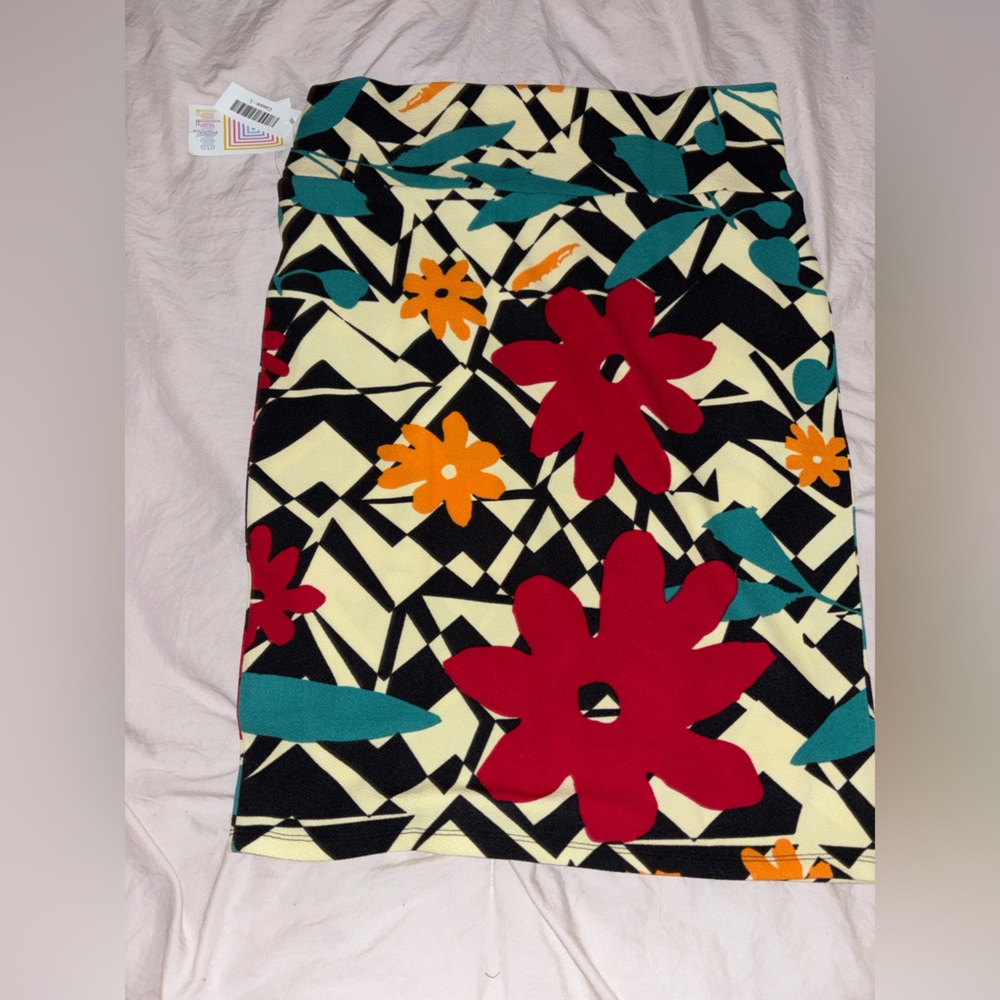 LuLaRoe Orange and Teal Floral Cassie skirt